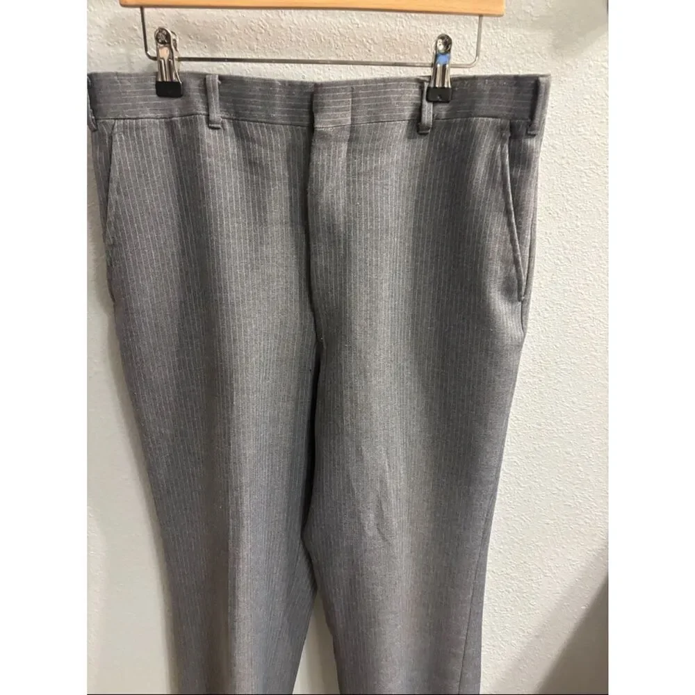 Men's Gray Pinstripe Two-Piece Suit Jacket & Trousers